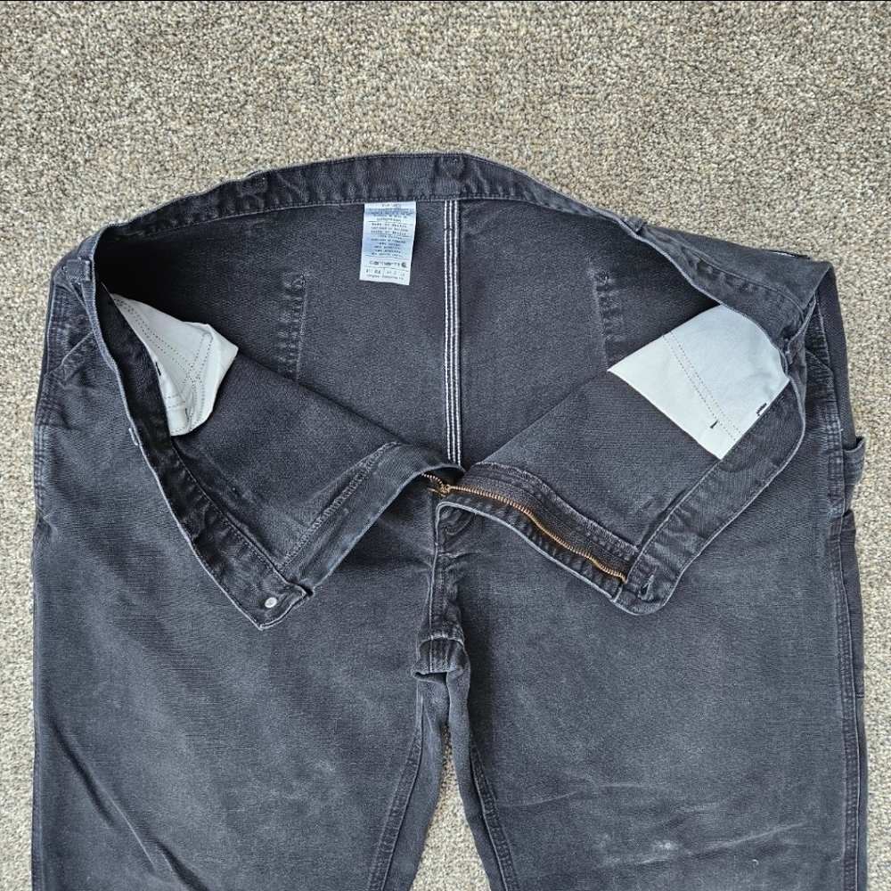 Carhartt Black Duck Canvas Carpenter Pants Original Dungaree Fit B11 BLK 44X34 - Picture 6 of 16